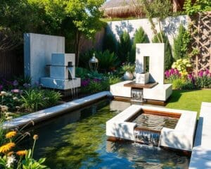 DIY-Wasserspiele aus Beton für moderne Gartendesigns