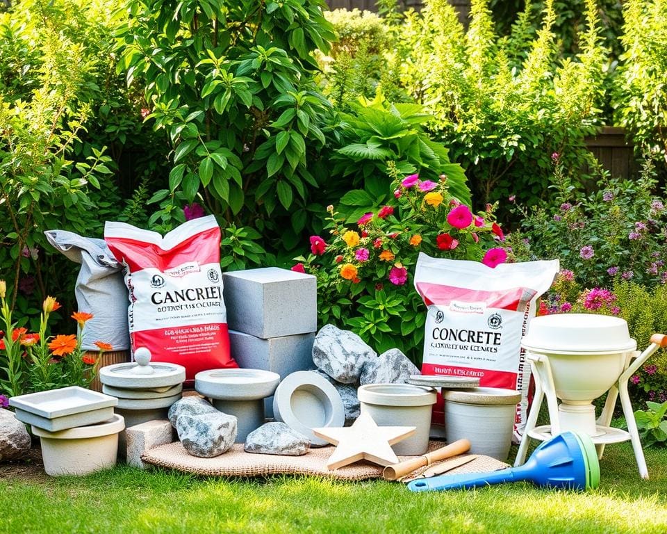 Materialien für Betonarbeiten im Garten