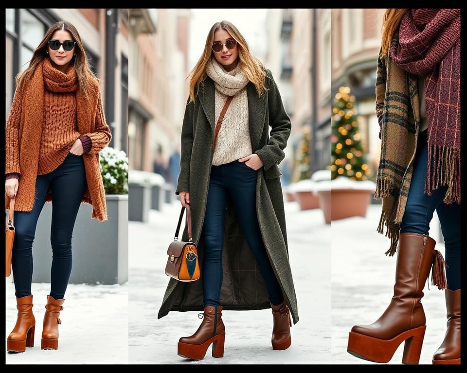 Plateau-Stiefel im Winter-Outfit