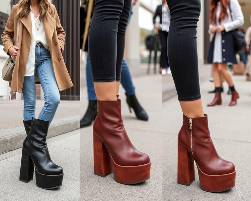 Plateau-Stiefel, stylische Stiefel für modische Kleidung