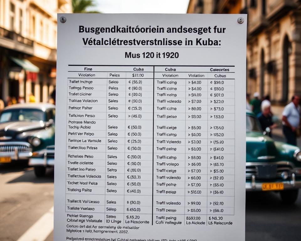 Bußgeldkategorien und Strafen für Verkehrsverstöße in Kuba