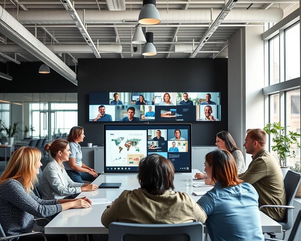 Team-Zusammenarbeit im Hybrid-Office