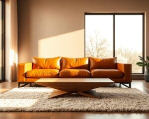 Wie kombinierst du moderne Möbel mit warmen Materialien?